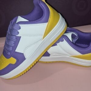 Link Kids Sneakers in Purple, Yellow & White